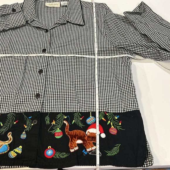 Lemon Grass - XL, Black and White Checkered Shirt Embroidery, Kitties - Picture 6 of 8